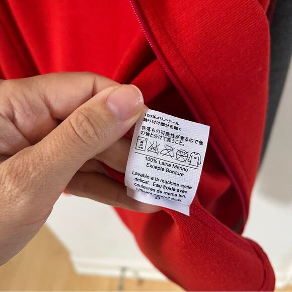 ibex Two Toned Merino Wool Full Zip Jacket in Red and Grey L NWOT - Picture 11 of 13